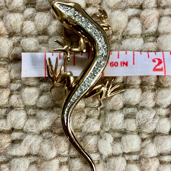 Gold/Silver & Rhinestone Lizard Brooch - Picture 5 of 5